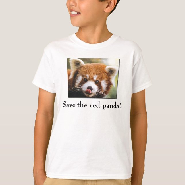Salvar o t-shirt do miúdo da panda vermelha (Frente)