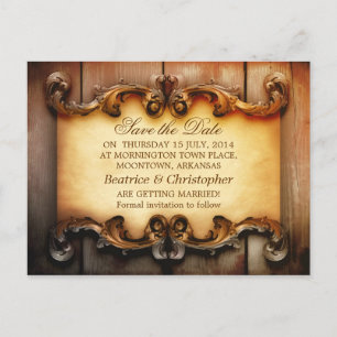 salvar os cartão de madeira do vintage da data