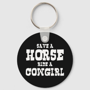 SALVAR UMA CAVALEIRA DE CAVALO UM CHAVEIRO DE COWG
