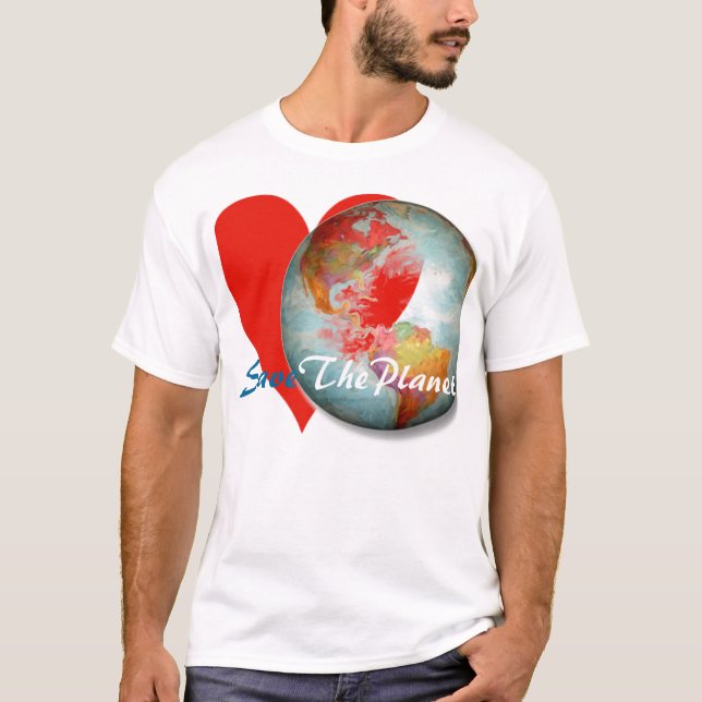 Salve a camiseta colorida do planeta (Frente)