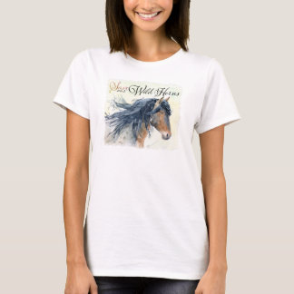Salve a camiseta feminina dos Cavalos Selvagens