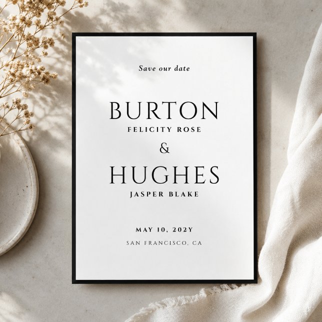 Salve a Data | Anúncio de Casamento Cartão 5x7 (Bold wedding announcement cards with timeless styling and your custom event details)