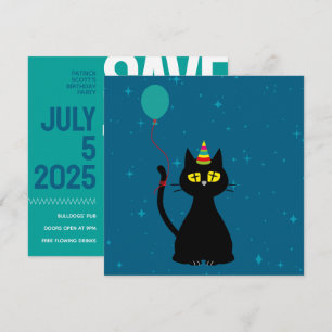 SALVE A DATA! - Cartão de Aniversário de Gato Dive