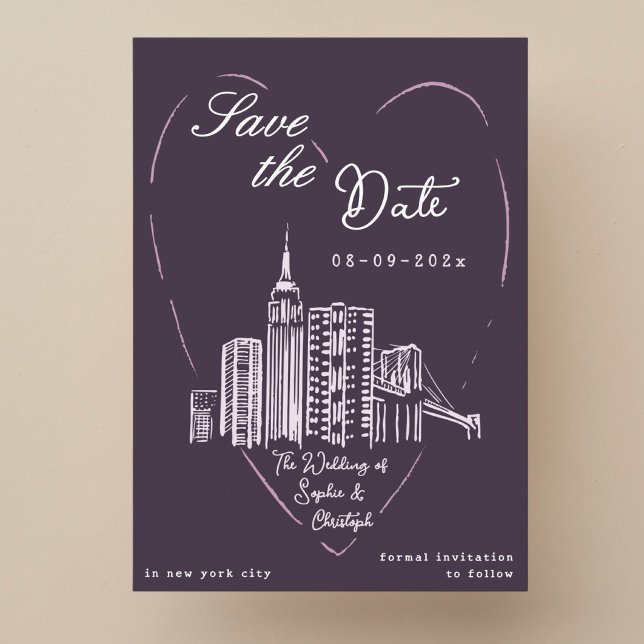 Salve a data cartão de casamento em Nova York NYC (Criador carregado)