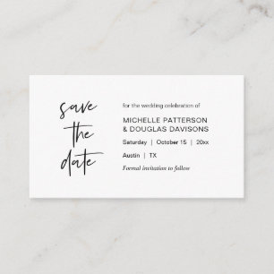 Salve a data, cartão de gabinete moderno e minimal