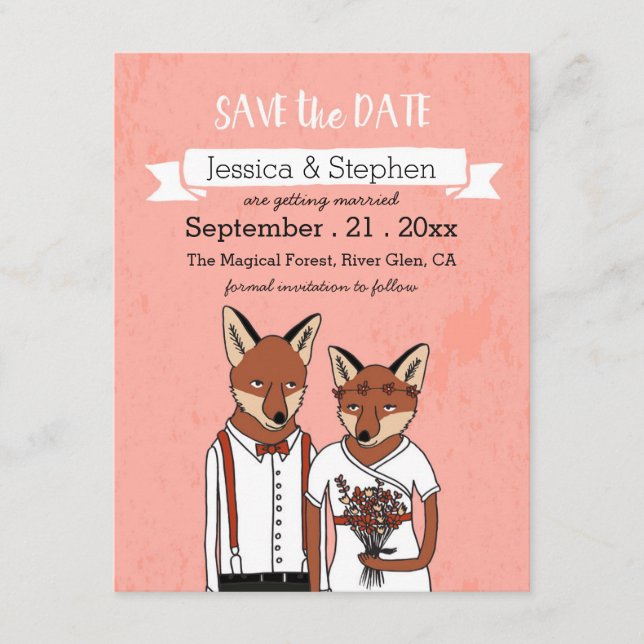 Salve a Data - Cartão de Raposas Apaixonadas (Frente)