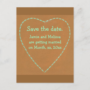 Salve a data cartões postais de casamento, Turquoi