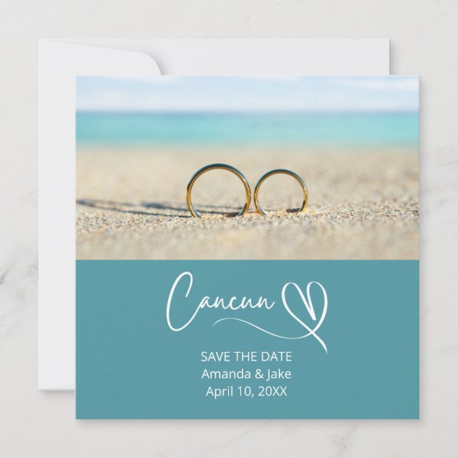 Salve a Data Casamento de Destino na Praia de Canc (Frente)