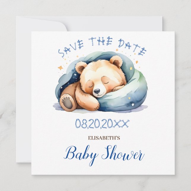 Salve a data Chuveirinho de Bebê Urso de Pelúcia (Frente)