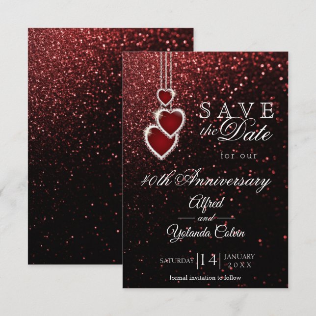 Salve a Data - Convite Brilho Vermelho (Frente/Verso)