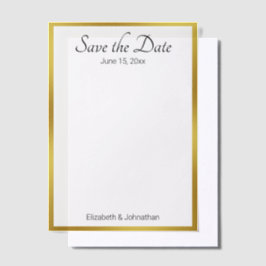 Salve a data de casamento branco e Dourado legante
