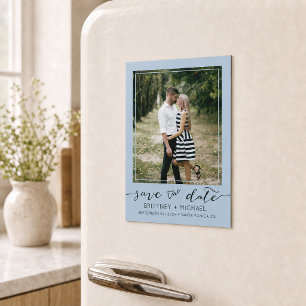Salve a Data de Foto Personalizada Moderna Azul Em