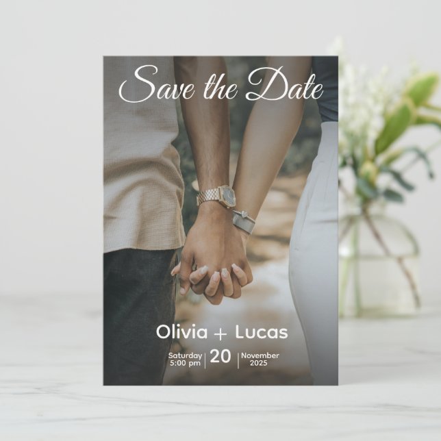 Salve a Data – Design de Convite de Casamento Eleg (Em pé/Frente)