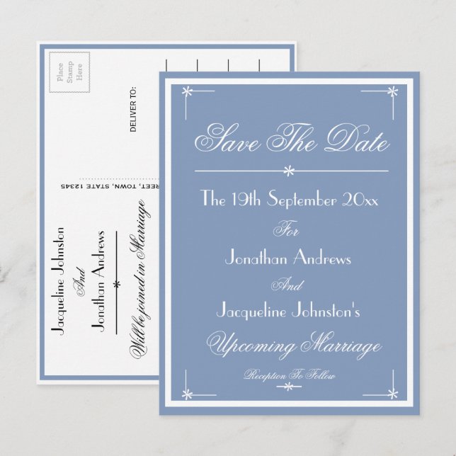 Salve A Data Do Cartão Azul De Anúncio (Frente/Verso)