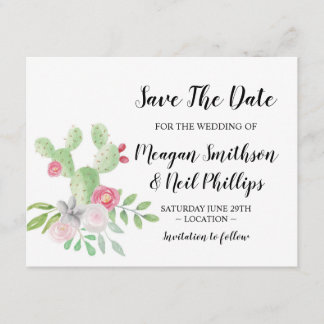 Salve A Data Do Cartão De Casamento Cactus Casais