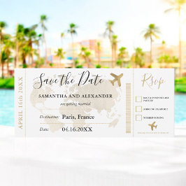 Salve a data do cartão de embarque do mapa do mund