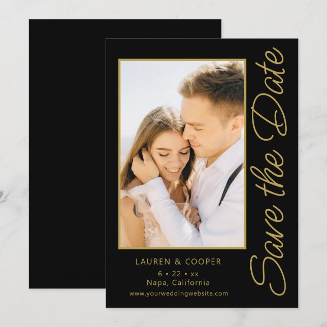 Salve A Data Dourada Na moda Moderna Negra (Frente/Verso)