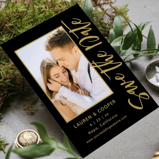 Salve A Data Dourada Na moda Moderna Negra (Criador carregado)