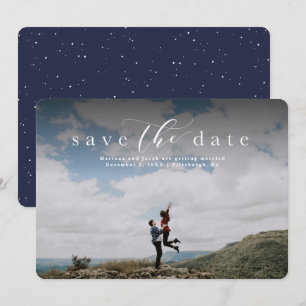 Salve a data elegante cartão de foto com script