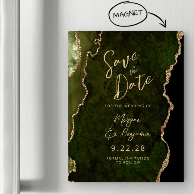 Salve a Data em Açoita Verde Dourado Ágata Magnéti (Criador carregado)