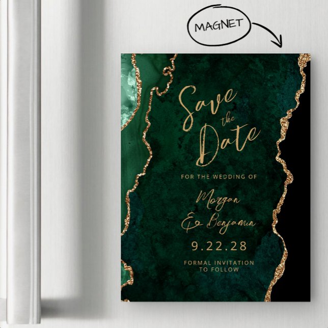 Salve a Data em Ouro Esmeralda Verde Ágata Magnéti (Criador carregado)