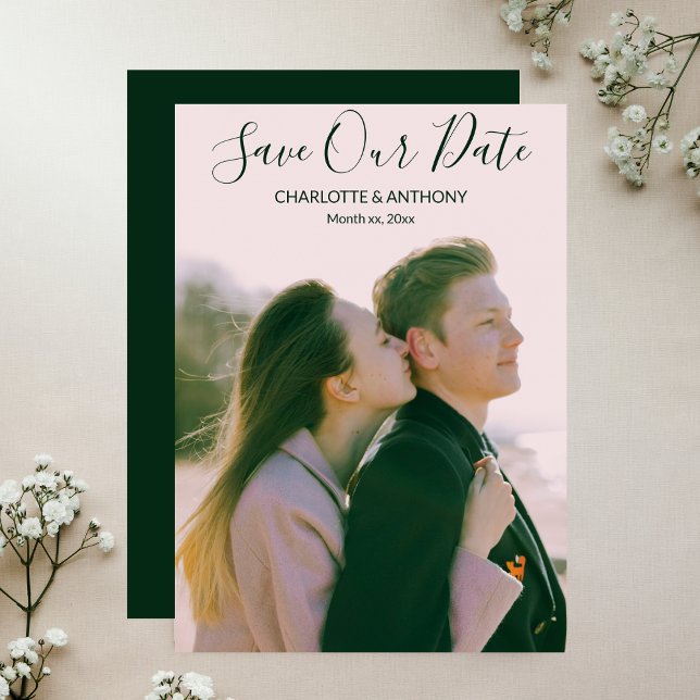Salve A Data Foto De Boicote De Anúncio (Save The Date Photo Wedding Announcement Hearts)