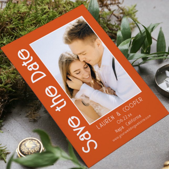 Salve A Data Foto Na moda Moderno Casamento Simple (Criador carregado)