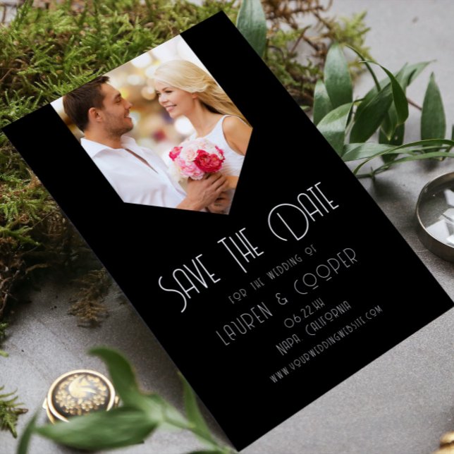 Salve A Data Foto Na moda Moderno Casamento Simple (Criador carregado)