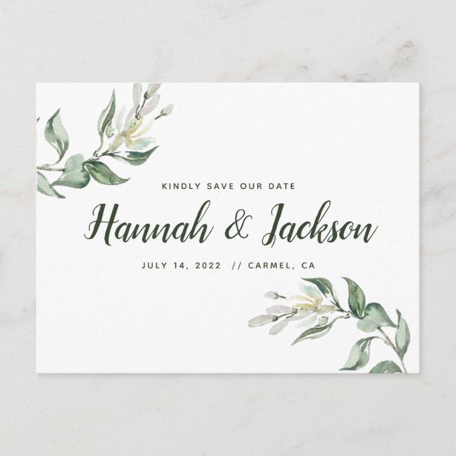 Salve A Data *Linda Greenery* Cartão Postal (Frente)