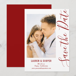 Salve A Data Na moda Vermelho Escuro Casamento Mod