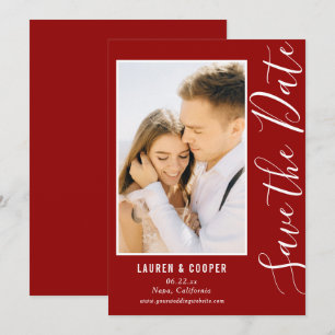 Salve A Data Na moda Vermelho Escuro Casamento Mod