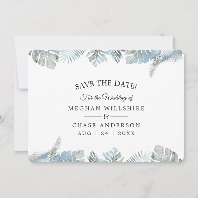 Salve a Data Pale Dusty Blue Tropical Watercolor (Frente)