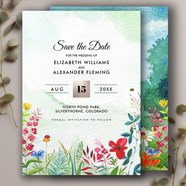 Salve a data. Wild Meadow | Cartões para florestas (Criador carregado)