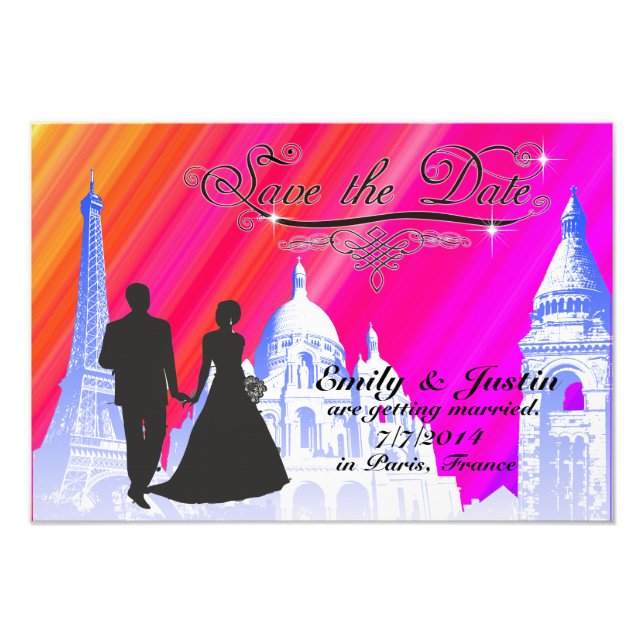 SALVE A FOTO DA DATA COM VISTA A PARIS, FRANÇA (Frente)