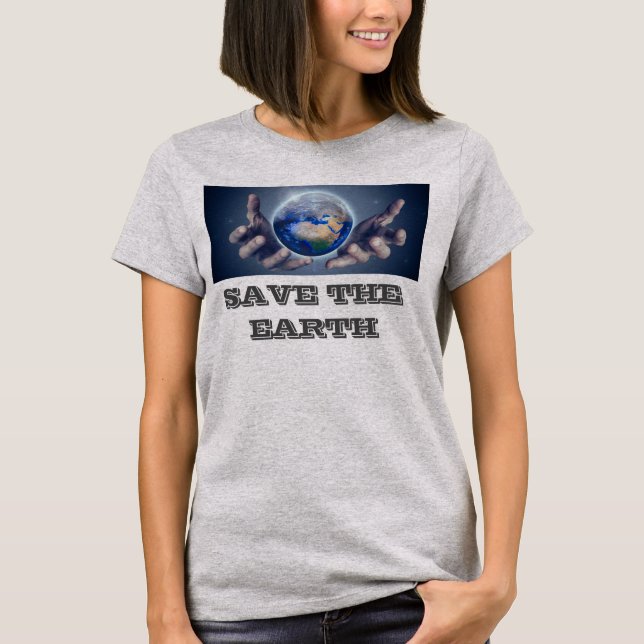 Salve a Terra Camiseta cinza Mulheres (Frente)