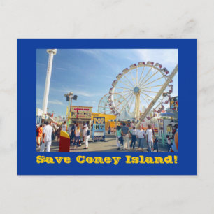 Salve Coney Island! cartão postal (azul)