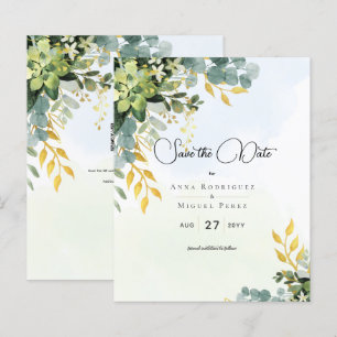 Salve Data Eucalyptus Green Casamento Dourado Gree