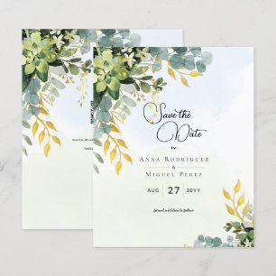 Salve Data Eucalyptus Green Casamento Dourado Gree
