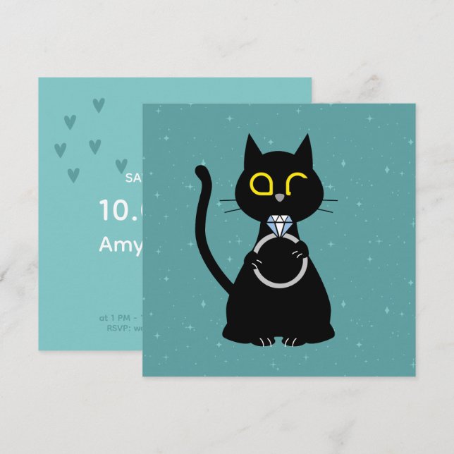 SALVE NOSSOS DATAS - Cartão de Casamento de Gato E (Frente/Verso)