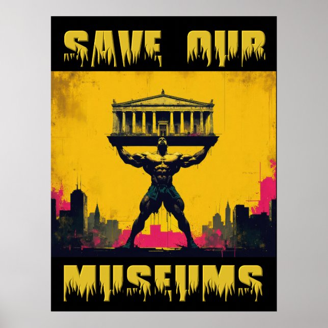 Salve nossos museus Grande Poster - Impressão de a (Frente)