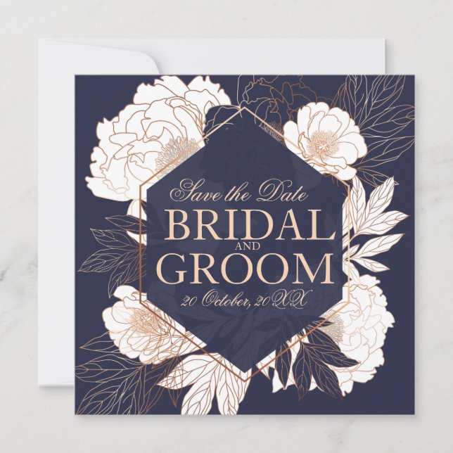 Salve o cartão datilografo azul de péony (Frente)