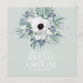 Salve o cartão de data anemone branco verde