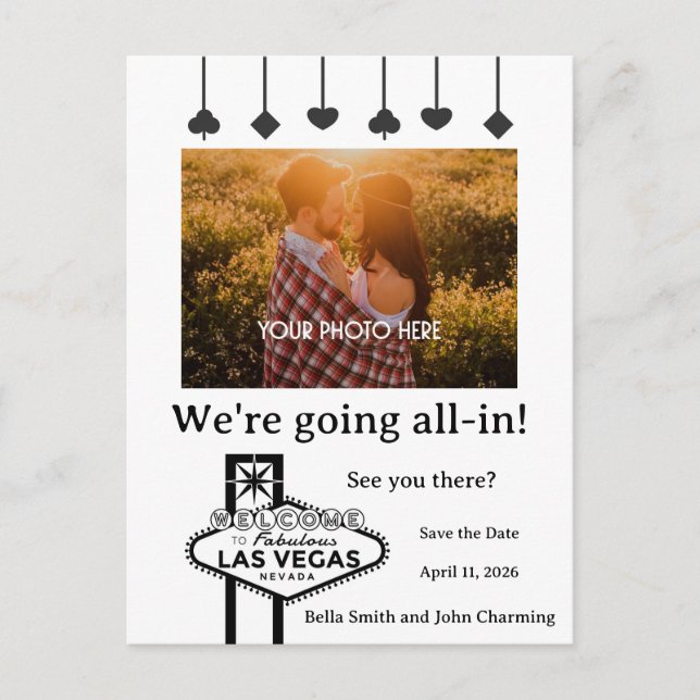 Salve o Cartão postal de casamento de Las Vegas (Frente)