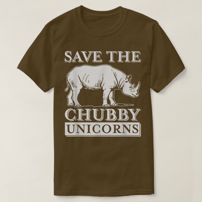 Salve O Chubby Unicórns Rhino T-Shirt (Frente do Design)