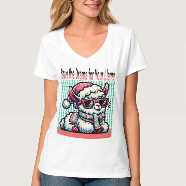 Salve o drama para sua camiseta Llama Funny Llama (Frente)
