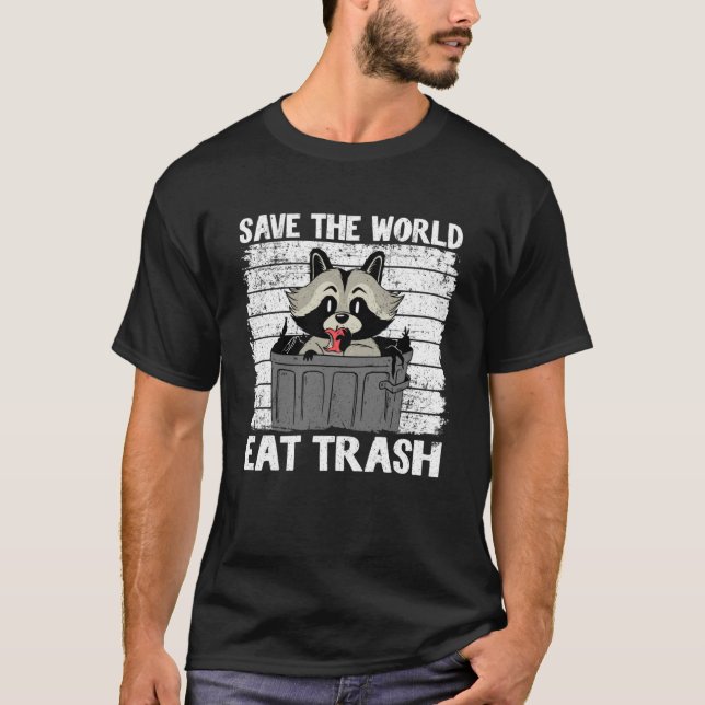 Salve O Mundo Coma O Pullover Do Trash Raccoon Hoo (Frente)