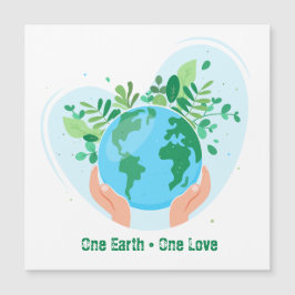 Salve o Planeta. Cartão de ímã One Earth One Love