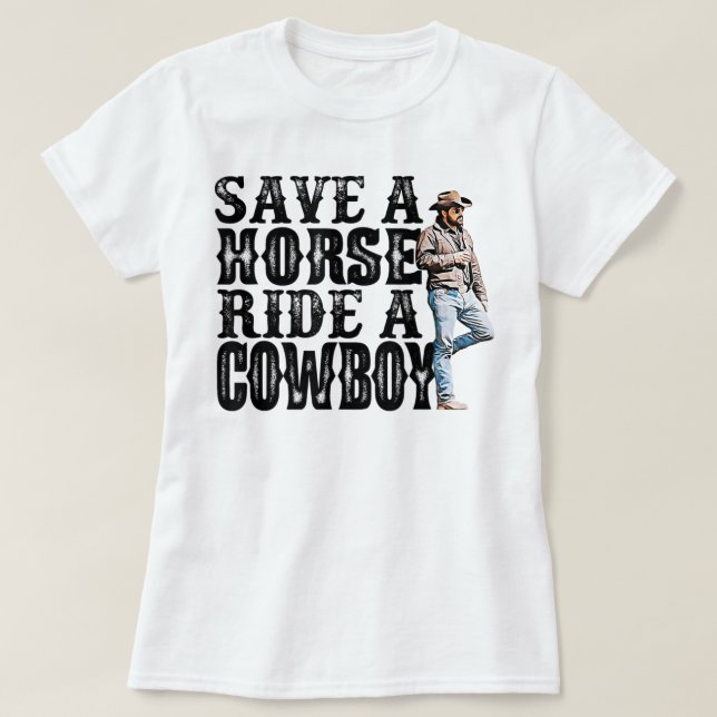 Salve um cavalo com um cowboy T-Shirt Copy Copy (Frente do Design)