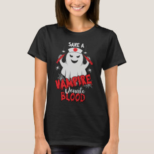 Salve Um Vampiro Doe Sangue_ Camiseta de Halloween
