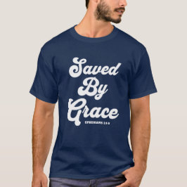 Salvo por Grace Ephesianos 2:8-9 Camisa Escura Bás